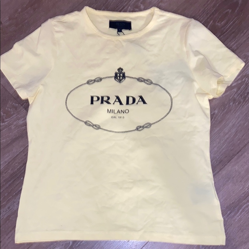 Prada Soft Yellow Tee with Logo